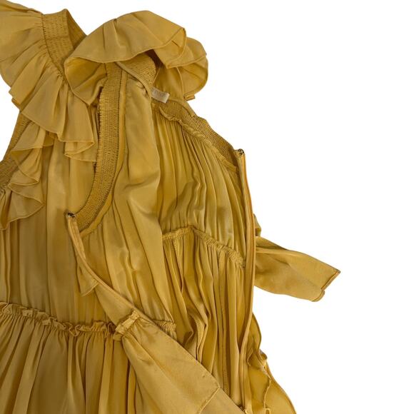 Ulla Johnson Dune Violeta Mustard Yellow Silk Maxi Dress Size 6 - Picture 8 of 13